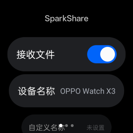 SparkShare 首页:接收文件开关与设备名称